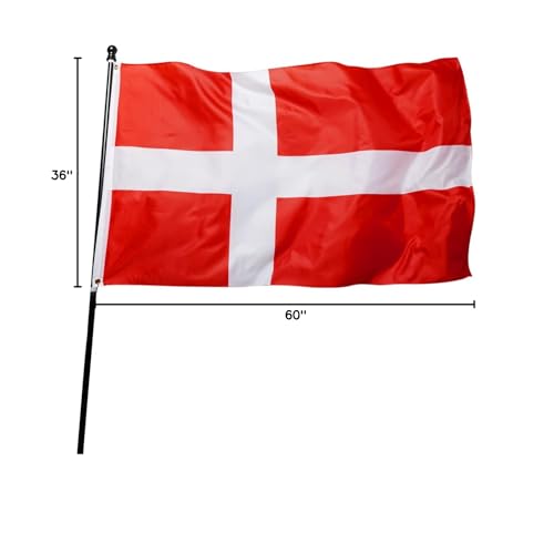 DANF FLAG Denmark Flag 3x5 Foot Polyester Danish Dane National Flags Polyester with Brass Grommets 3 X 5 Ft