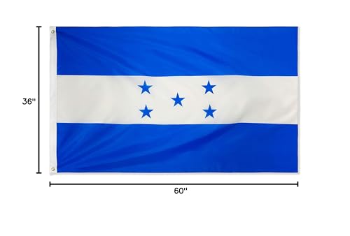 DANF Honduras Flag 3x5 Ft Thick Polyester, Fade Resistant, Brass Grommets, Canvas Header, Double Sided Honduran National Flags 3 x 5 Feet