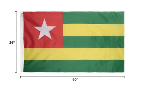 DANF FLAG Togo Flag 3x5 Foot Polyester Togolese National Flags Polyester with Brass Grommets 3 X 5 Ft
