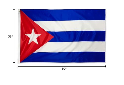 DANF FLAG Cuba Flag 3x5 Foot Polyester Cuban National Flags Polyester with Brass Grommets 3 X 5 Ft