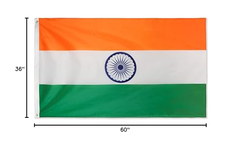 DANF India Flag 3x5 Ft Thick Polyester, Fade Resistant, Brass Grommets, Canvas Header, Double Sided Indian National Flags 3x5 Feet