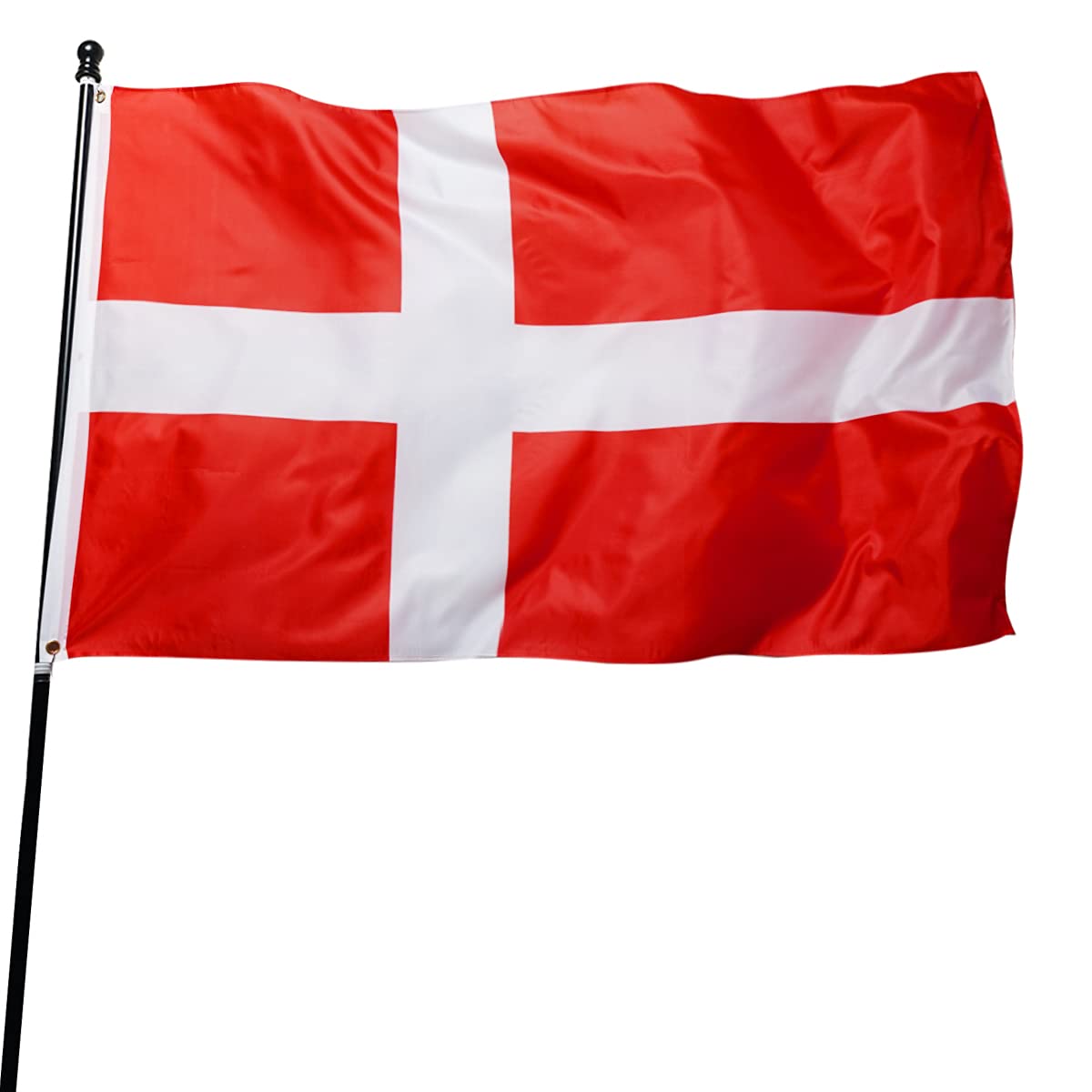 DANF FLAG Denmark Flag 3x5 Foot Polyester Danish Dane National Flags Polyester with Brass Grommets 3 X 5 Ft