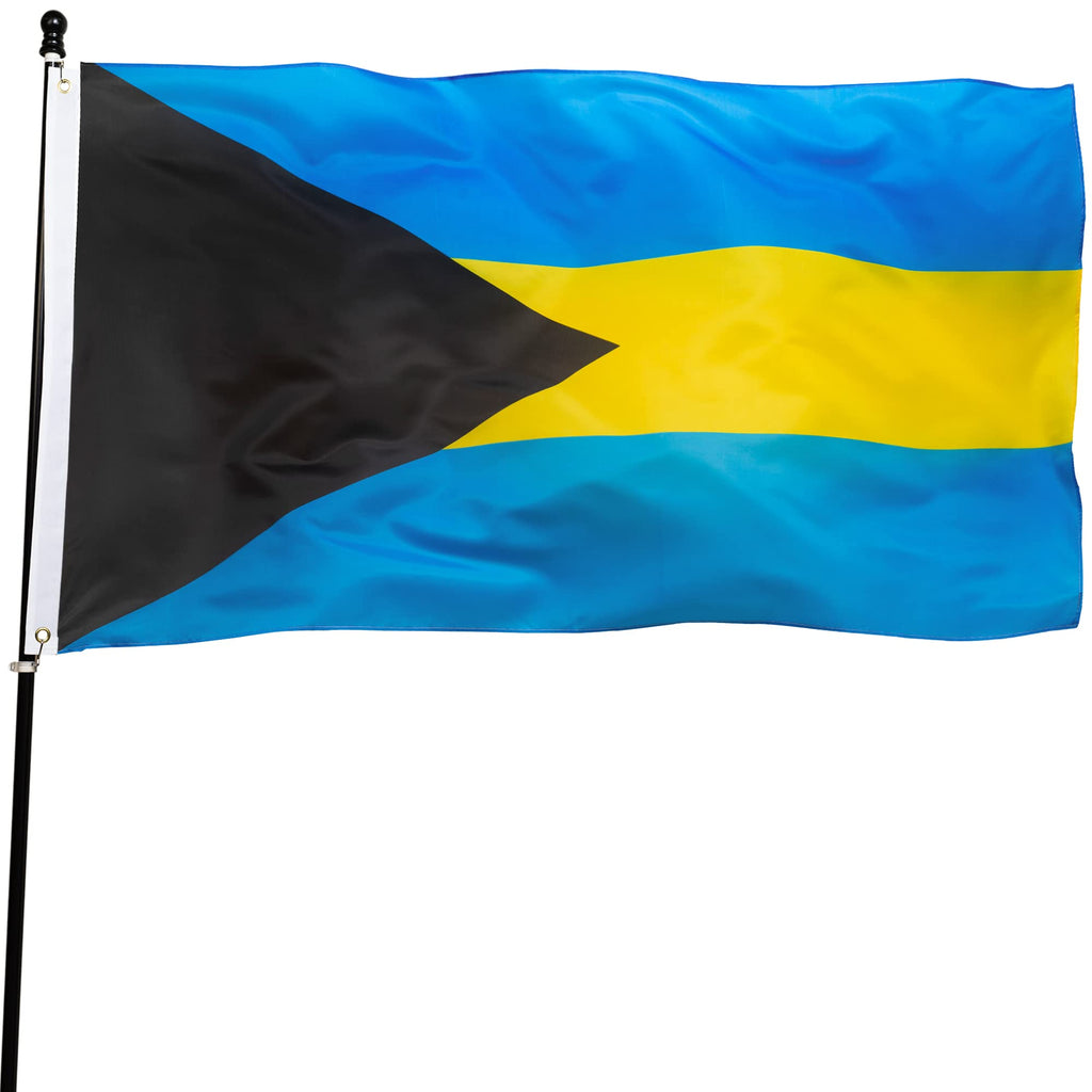 DANF Bahamas Flag 3x5 Ft Thick Polyester, Fade Resistant, Brass Grommets, Canvas Header, Double Sided Bahamian CARIBBEAN National Flags 3 X 5 Feet