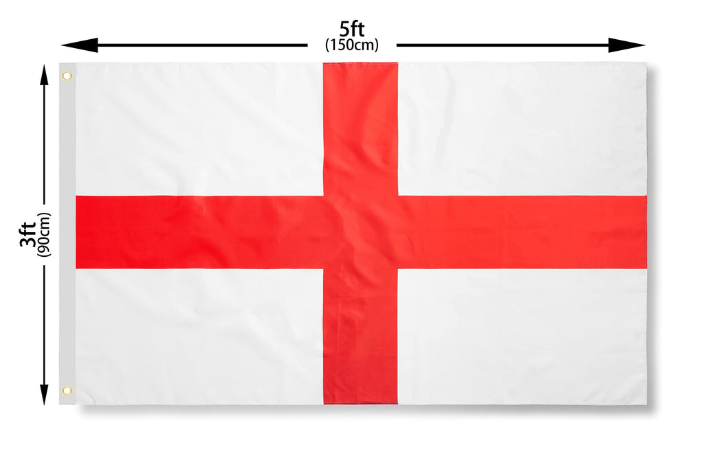 DANF England Flag 3x5 Ft Thick Polyester, Fade Resistant, Brass Grommets, Canvas Header English National Flags St George's Cross with 3 X 5 Feet