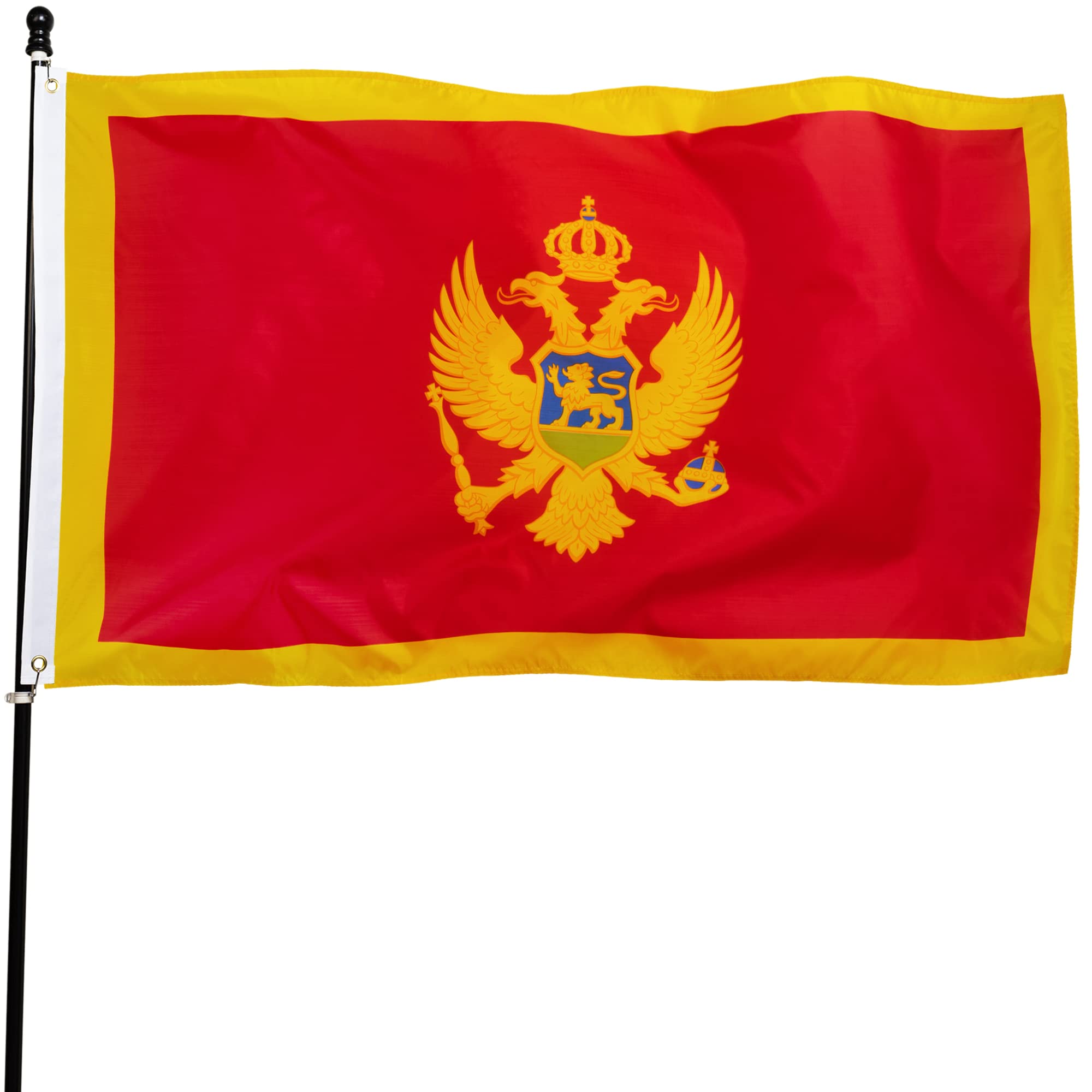DANF Montenegro Flag 3x5 Ft Thick Polyester, Fade Resistant, Brass Grommets, Canvas Header Montenegrin National Flags with 3 X 5 Feet