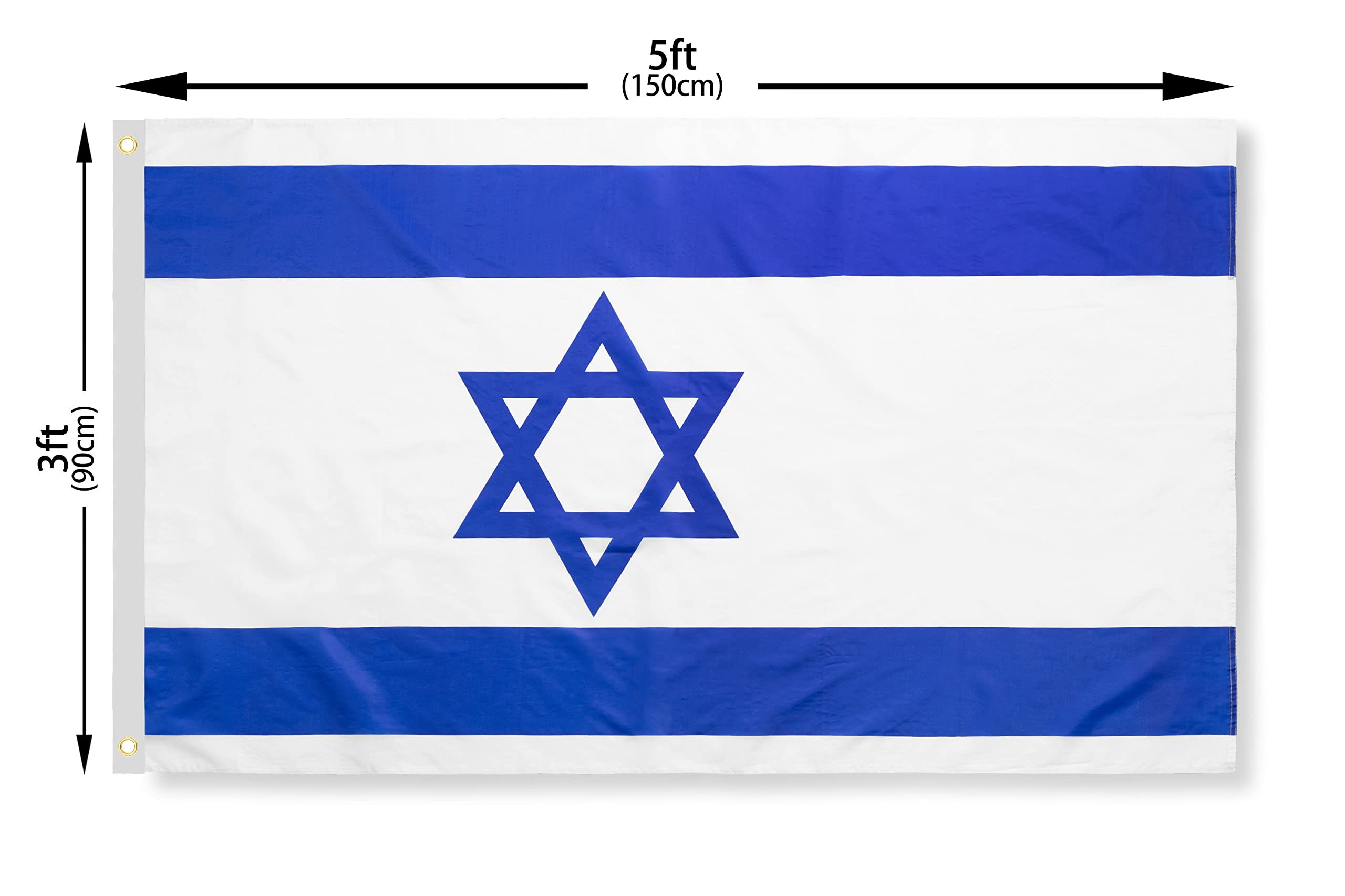 DANF Israel Flag 3x5 Ft Thick Polyester, Fade Resistant, Brass Grommets, Canvas Header, Double Sided The Israeli National Flags 3x5 Feet