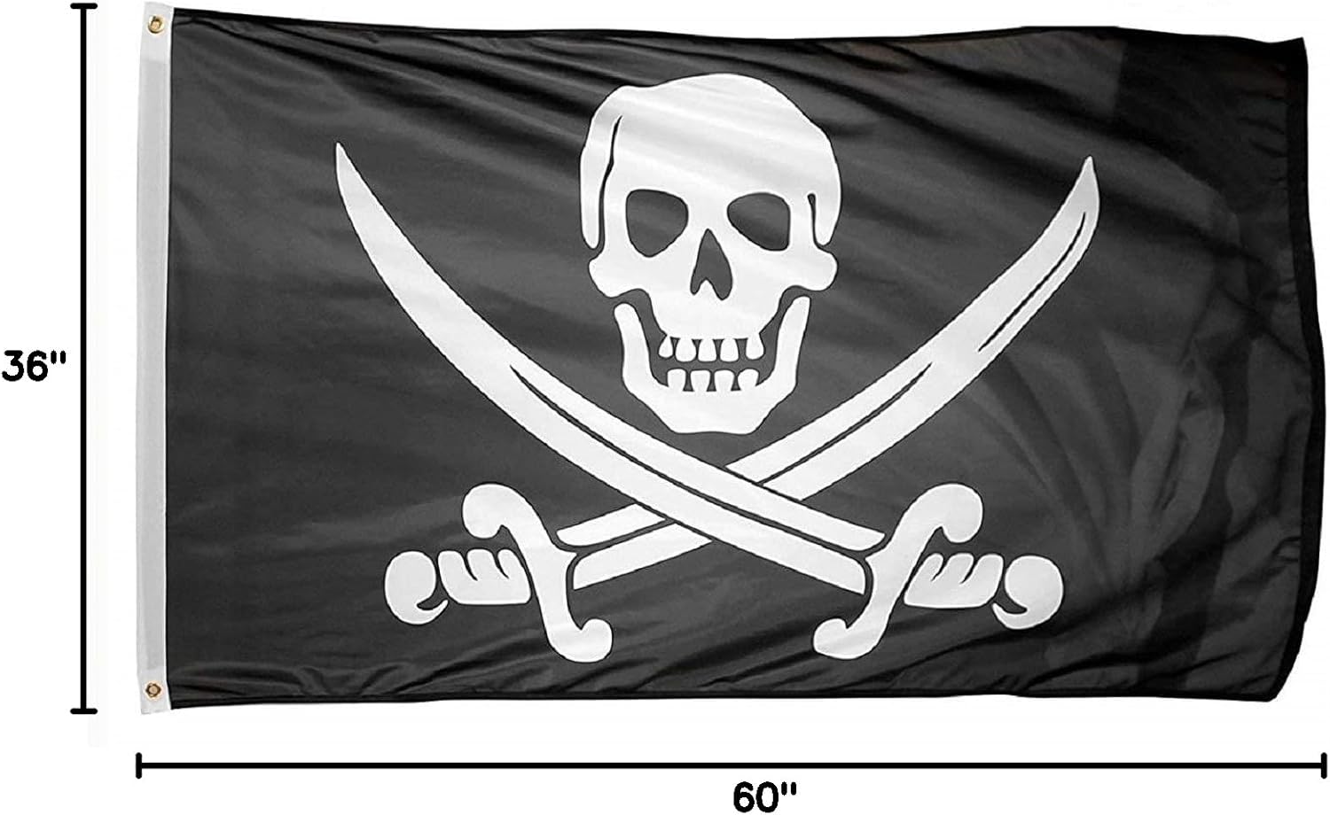 DANF 1 Pack Pirate Jack Rackham Flag Knife Jolly Roger Skull and Crossbones3 by 5 FT Polyester Flag Banner