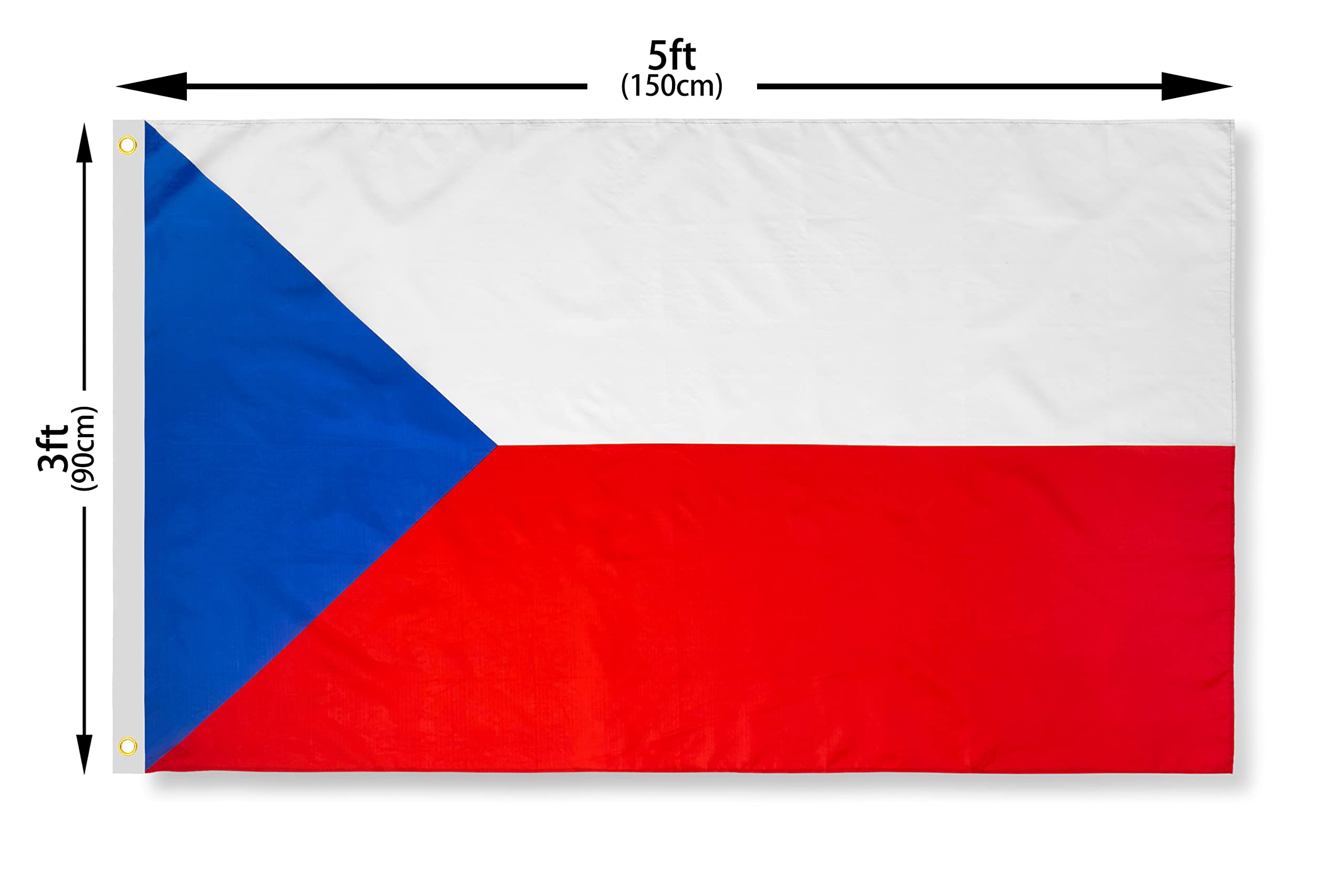 DANF Czech Republic Flag 3x5 Ft Thick Polyester, Fade Resistant, Brass Grommets, Canvas Header Czechia National Flags with 3 X 5 Feet