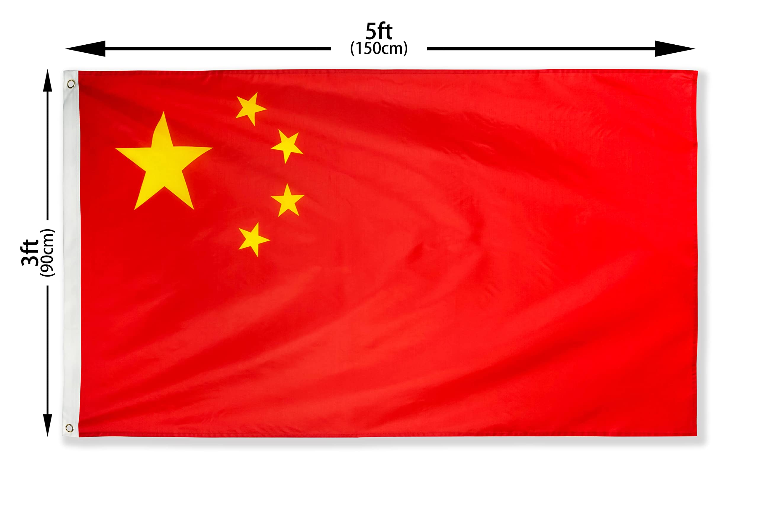 DANF China Flag 3x5 Ft Thick Polyester, Fade Resistant, Brass Grommets, Canvas Header, Double Sided Chinese National Flags 3x5 Feet