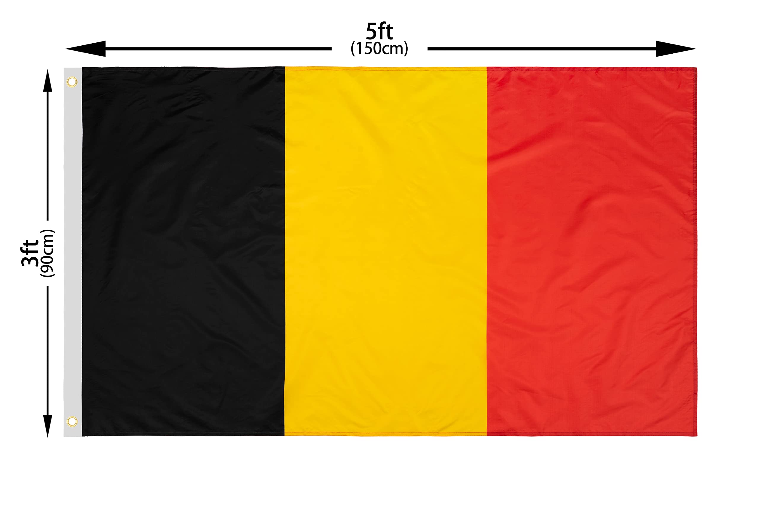 DANF Belgium Flag 3x5 Ft Thick Polyester, Fade Resistant, Brass Grommets, Canvas Header Belgian National Flags with 3 X 5 Feet