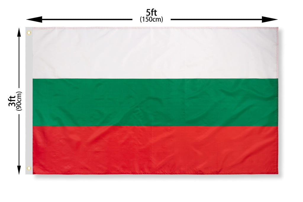 DANF Bulgaria Flag 3x5 Ft Thick Polyester, Fade Resistant, Brass Grommets, Canvas Header Republic of Bulgaria National Flags with 3 X 5 Feet