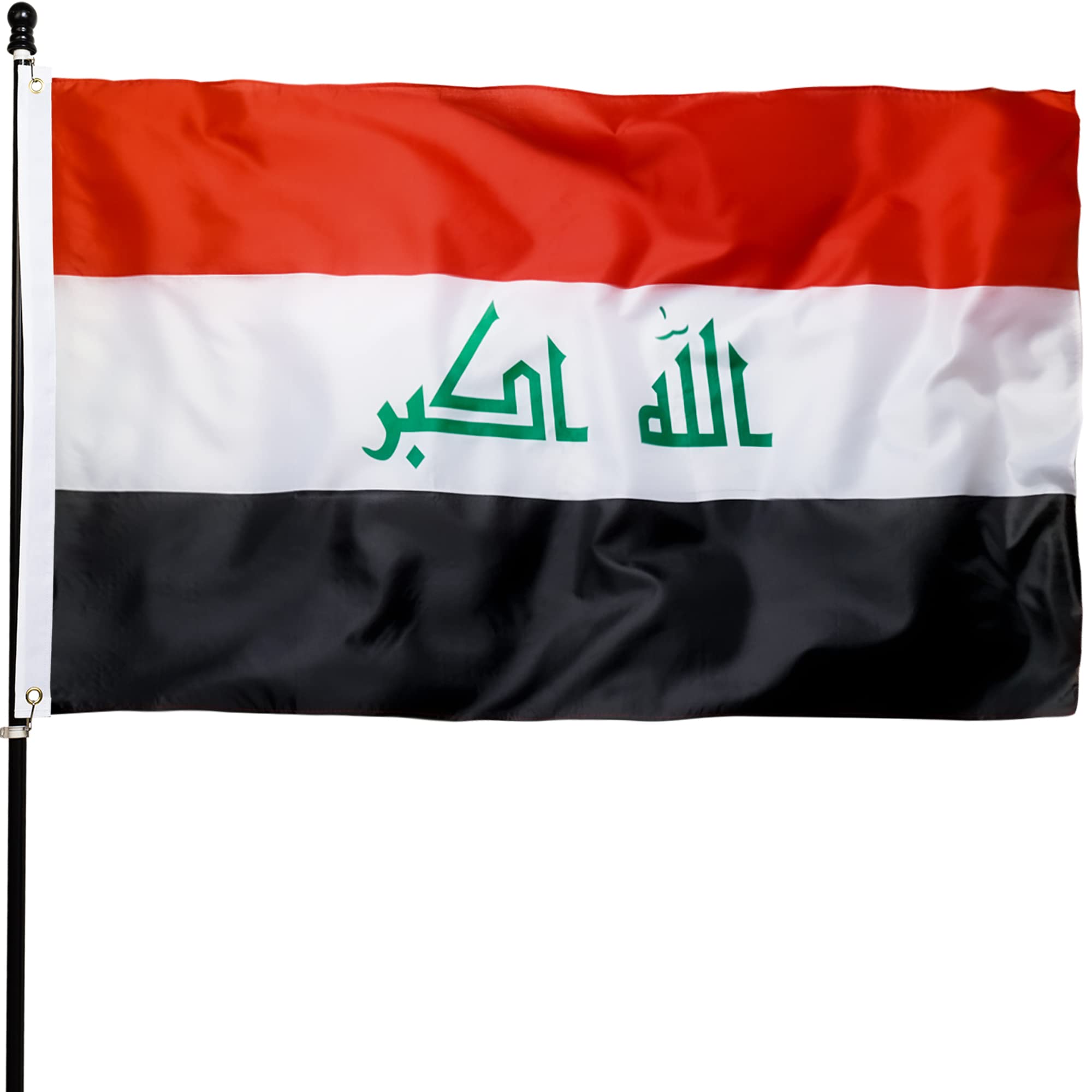 DANF Iraq Flag 3x5 Ft Thick Polyester, Fade Resistant, Brass Grommets, Canvas Header, Double Sided Iraqi National Flags Polyester with Brass Grommets 3x5 Foot Flag
