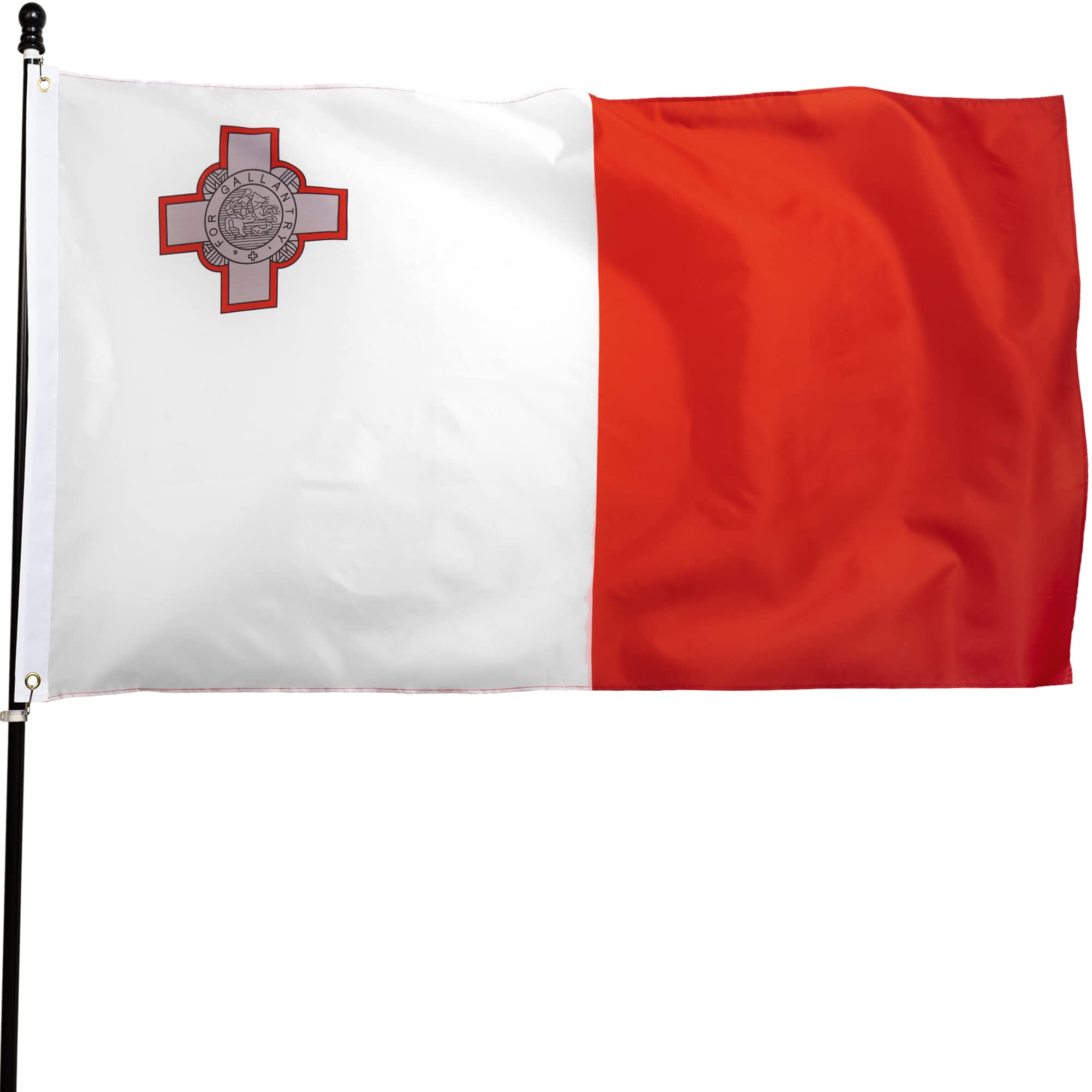 DANF Malta Flag 3x5 Ft Thick Polyester, Fade Resistant, Brass Grommets, Canvas Header Maltese National Flags with 3 X 5 Feet