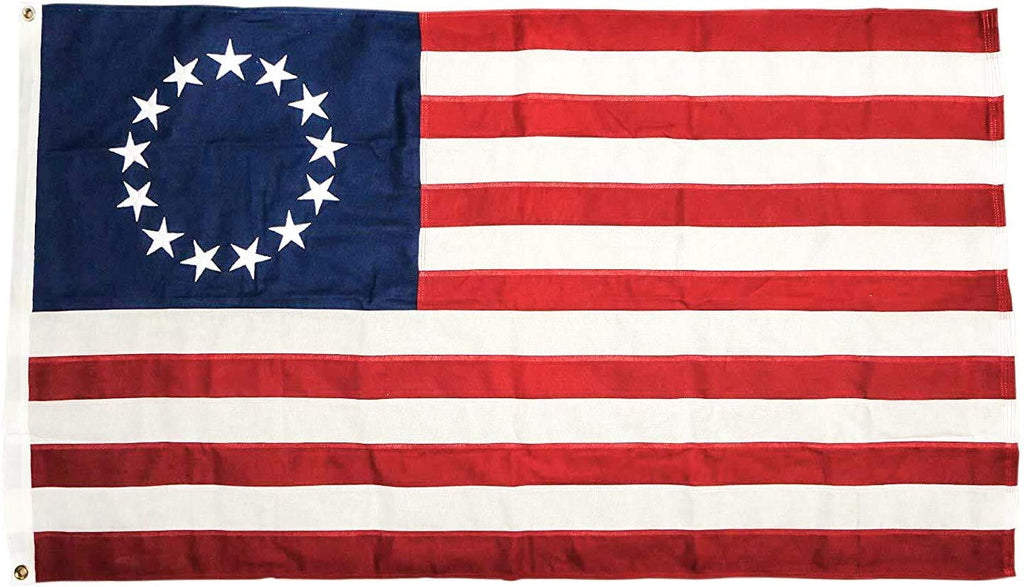 DANF Betsy Ross Flag 3X5 Ft 210D Nylon - Embroidered Stars and Sewn Stripes - UV Protection 13 Stars 3 X 5 Foot Red White and Blue Historical Outdoor Flag