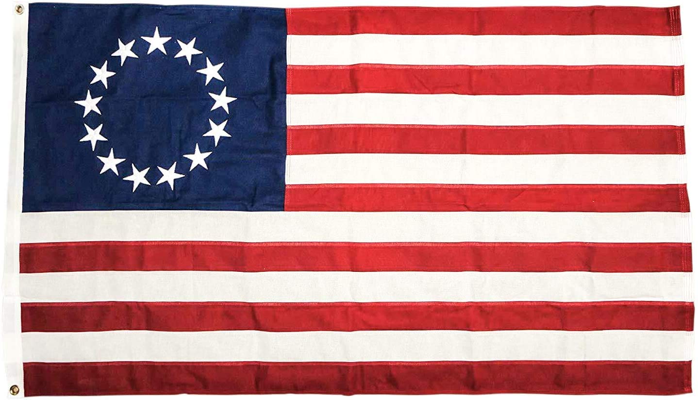 DANF Betsy Ross Flag 3X5 Ft 210D Nylon - Embroidered Stars and Sewn Stripes - UV Protection 13 Stars 3 X 5 Foot Red White and Blue Historical Outdoor Flag
