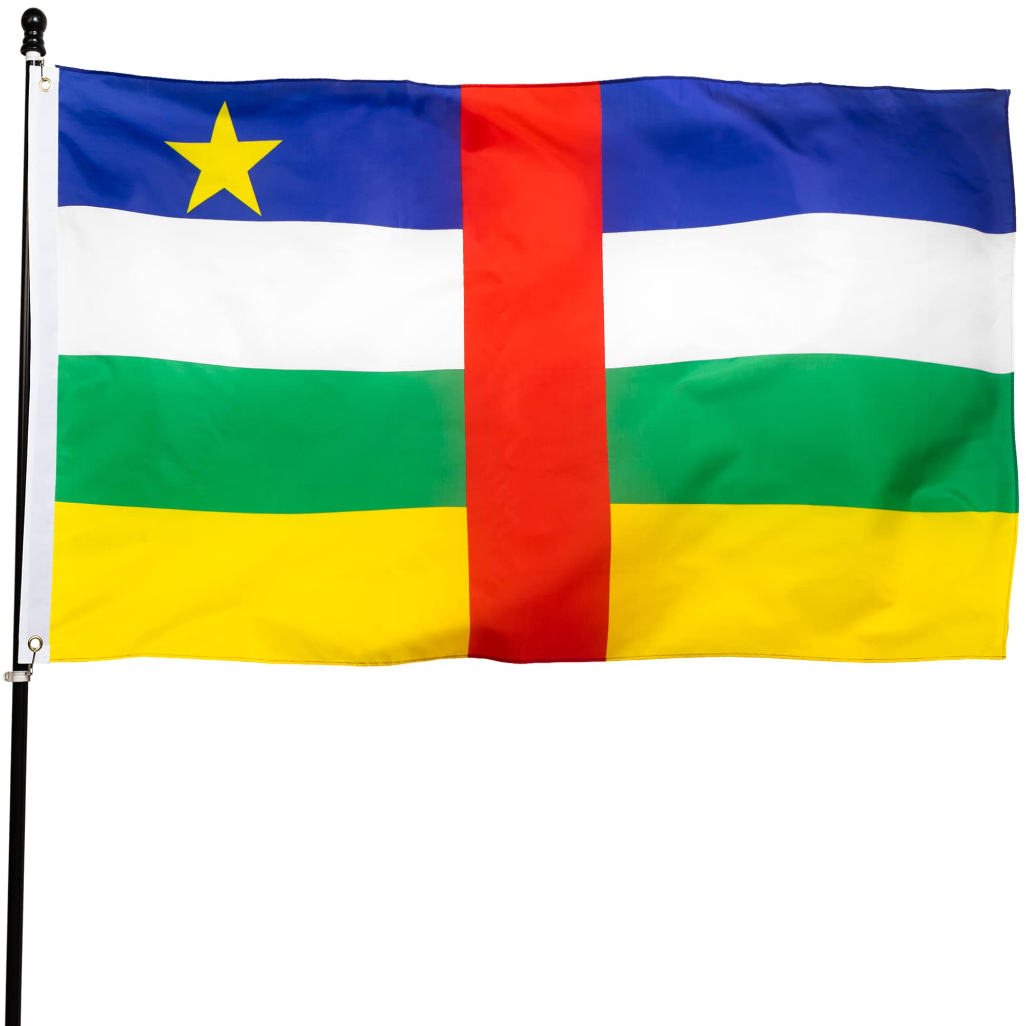 DANF Central African Flag 3x5 Ft Thick Polyester, Fade Resistant, Brass Grommets, Canvas Header Central African National Flags with 3 X 5 Feet