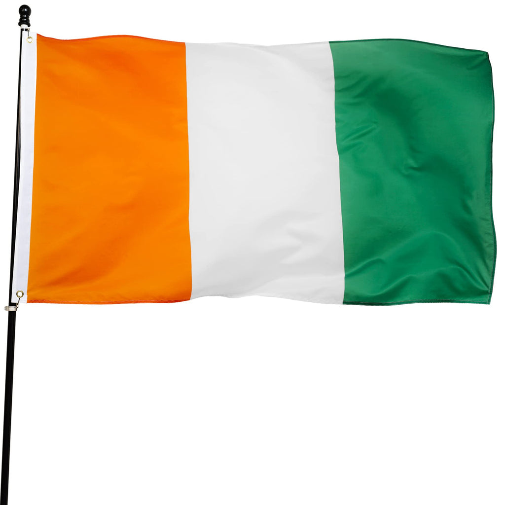 DANF Ivory Coast Flag 3x5 Ft Thick Polyester, Fade Resistant, Brass Grommets, Canvas Header Ivorian National Flags with 3 X 5 Feet