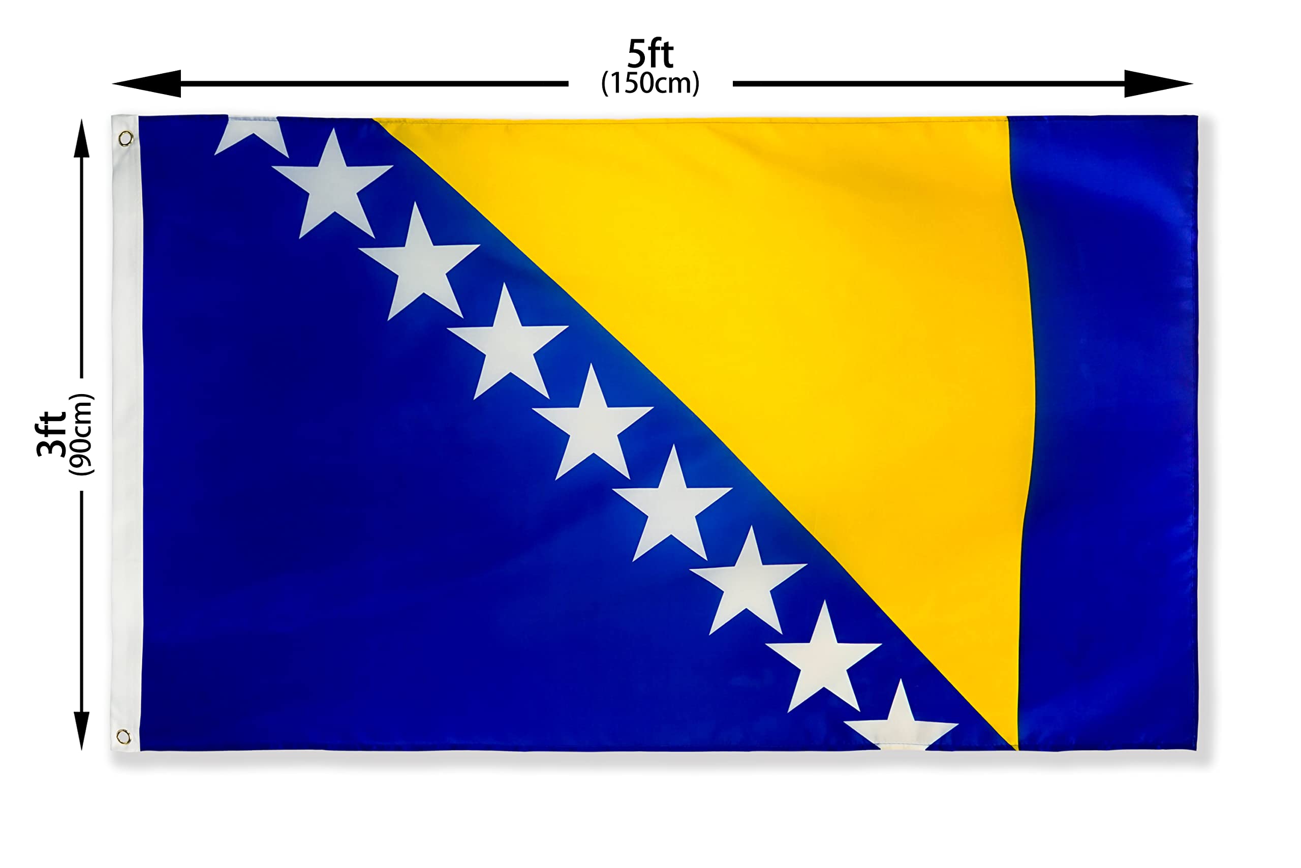 DANF Bosnia and Herzegovina Flag 3x5 Foot Polyester Bosnia & Herzegovina National Flags Polyester with Brass Grommets 3 X 5 Ft