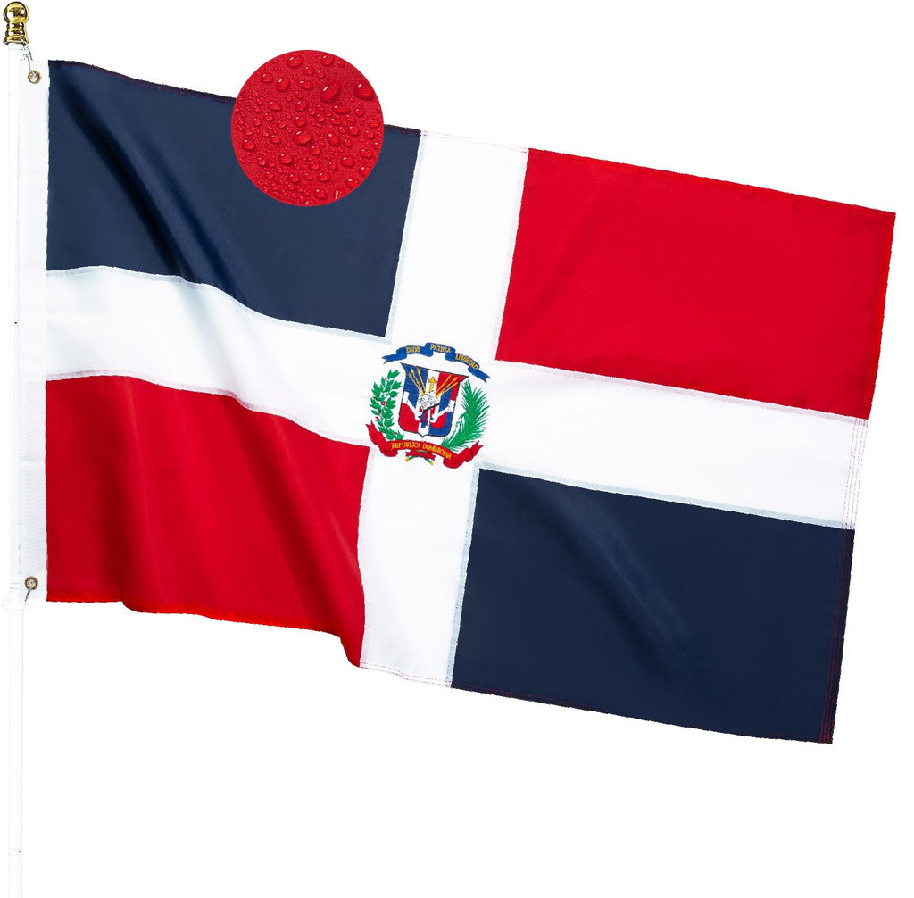 DANF Dominican Flag 3x5 Foot Polyester Bandera De Republica Dominicana National Flags Polyester with Brass Grommets 3 X 5 Ft