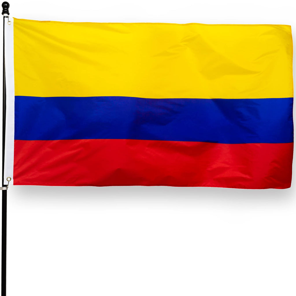 DANF Colombia Flag 3x5 Ft Thick Polyester, Fade Resistant, Brass Grommets, Canvas Header, Double Sided Colombian National Flags 3 X 5 Feet