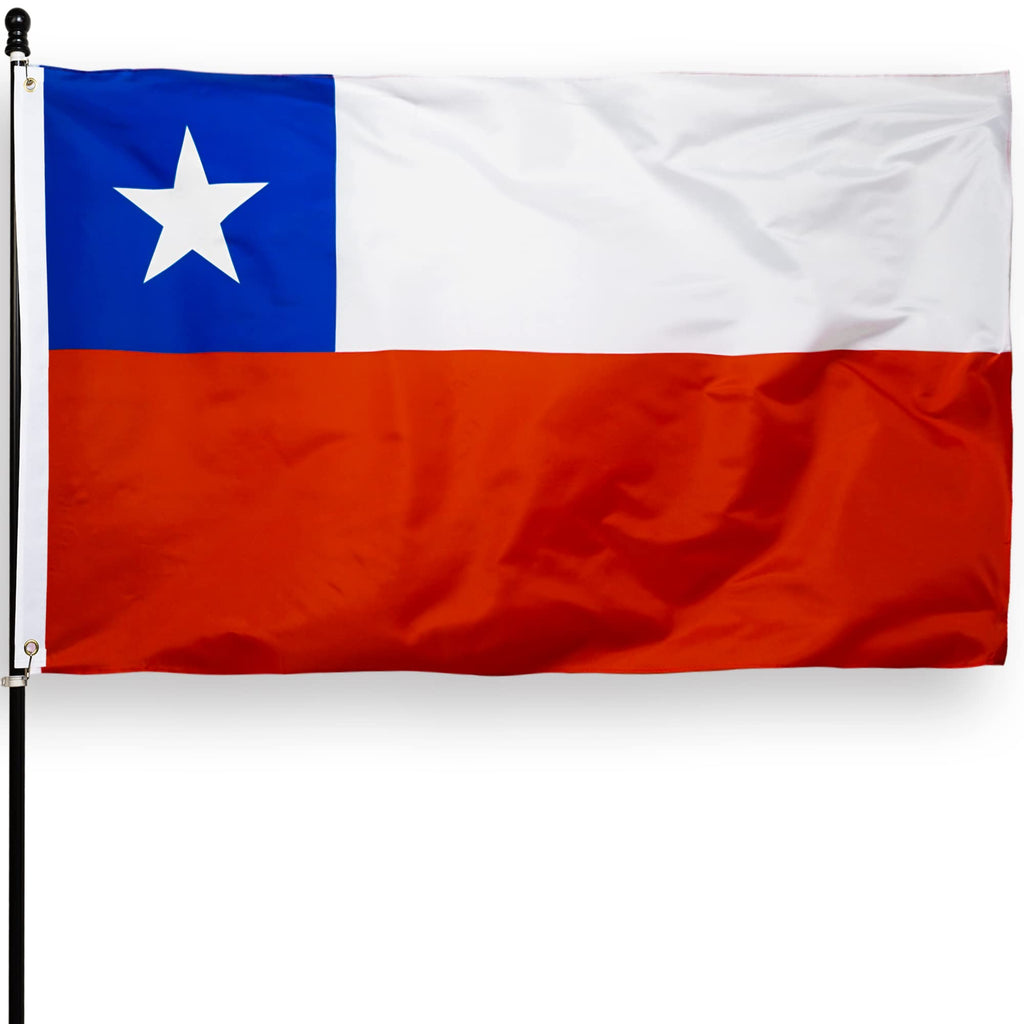 DANF Chile Flag 3x5 Ft Thick Polyester, Fade Resistant, Brass Grommets, Canvas Header Double Sided Chilean Flags 3 X 5 Feet