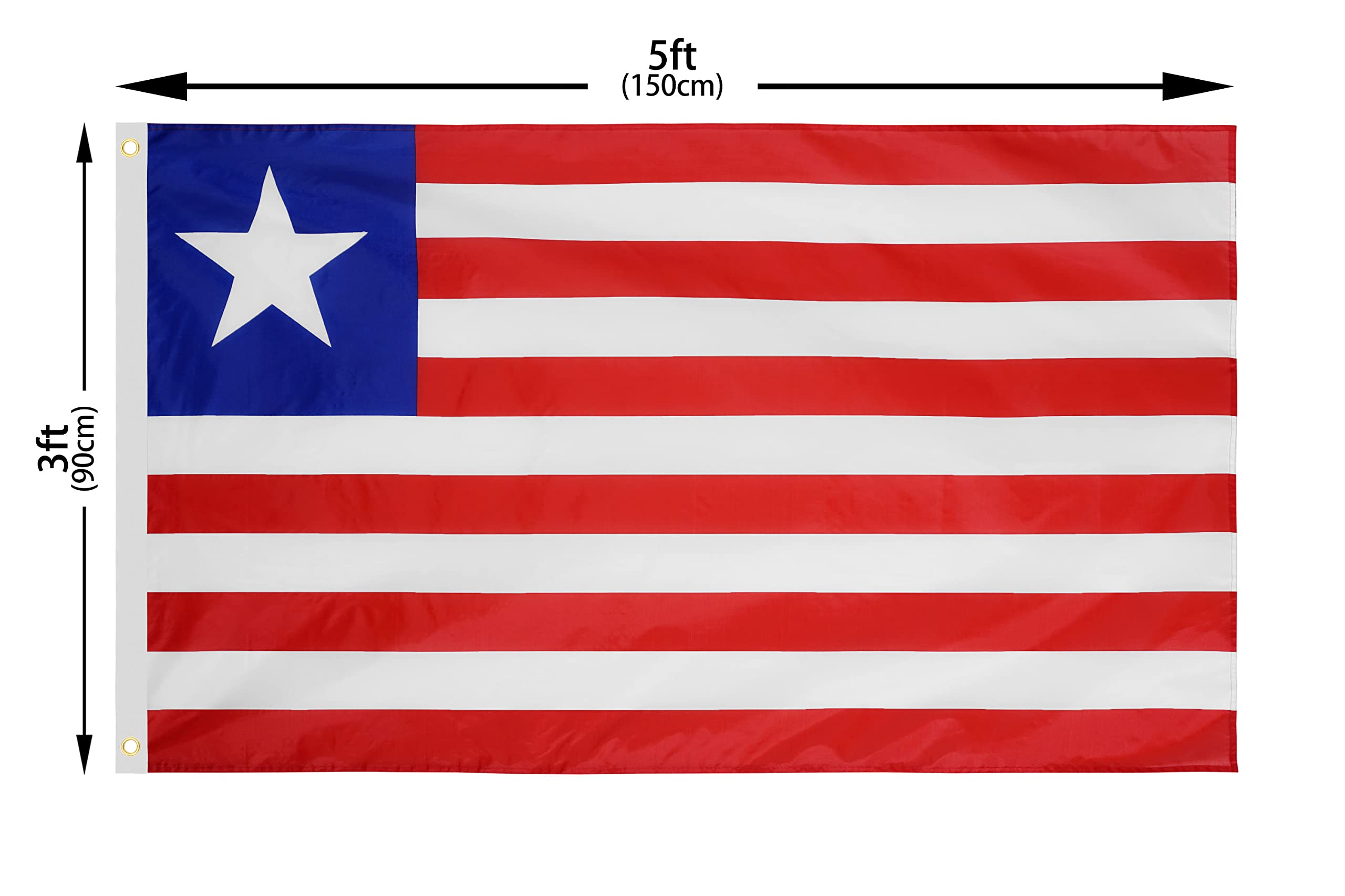 DANF Liberia Flag 3x5 Ft Thick Polyester, Fade Resistant, Brass Grommets, Canvas Header The Republic of Liberia National Flags with 3 X 5 Feet