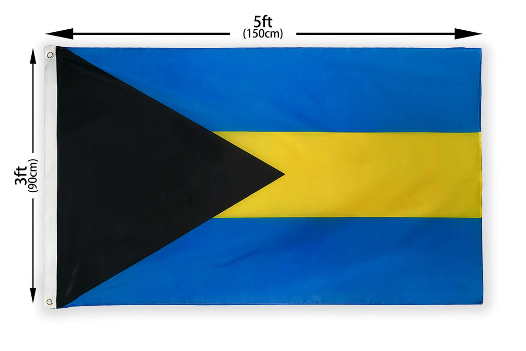 DANF Bahamas Flag 3x5 Ft Thick Polyester, Fade Resistant, Brass Grommets, Canvas Header, Double Sided Bahamian CARIBBEAN National Flags 3 X 5 Feet