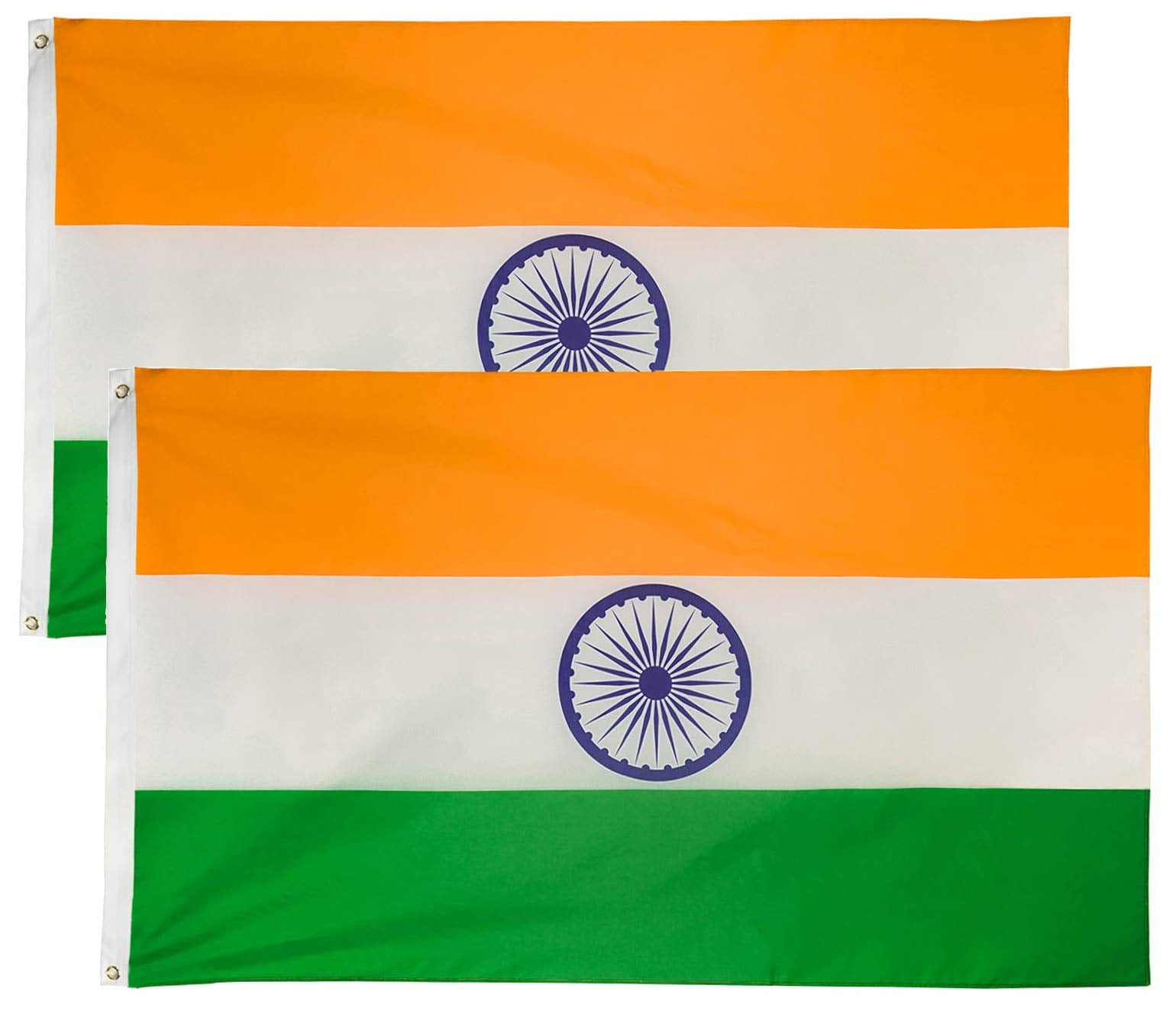 DANF 2 Pack India Flag 3X5 FT Indian National Flags Polyester with Brass Grommets 3 x 5 Foot