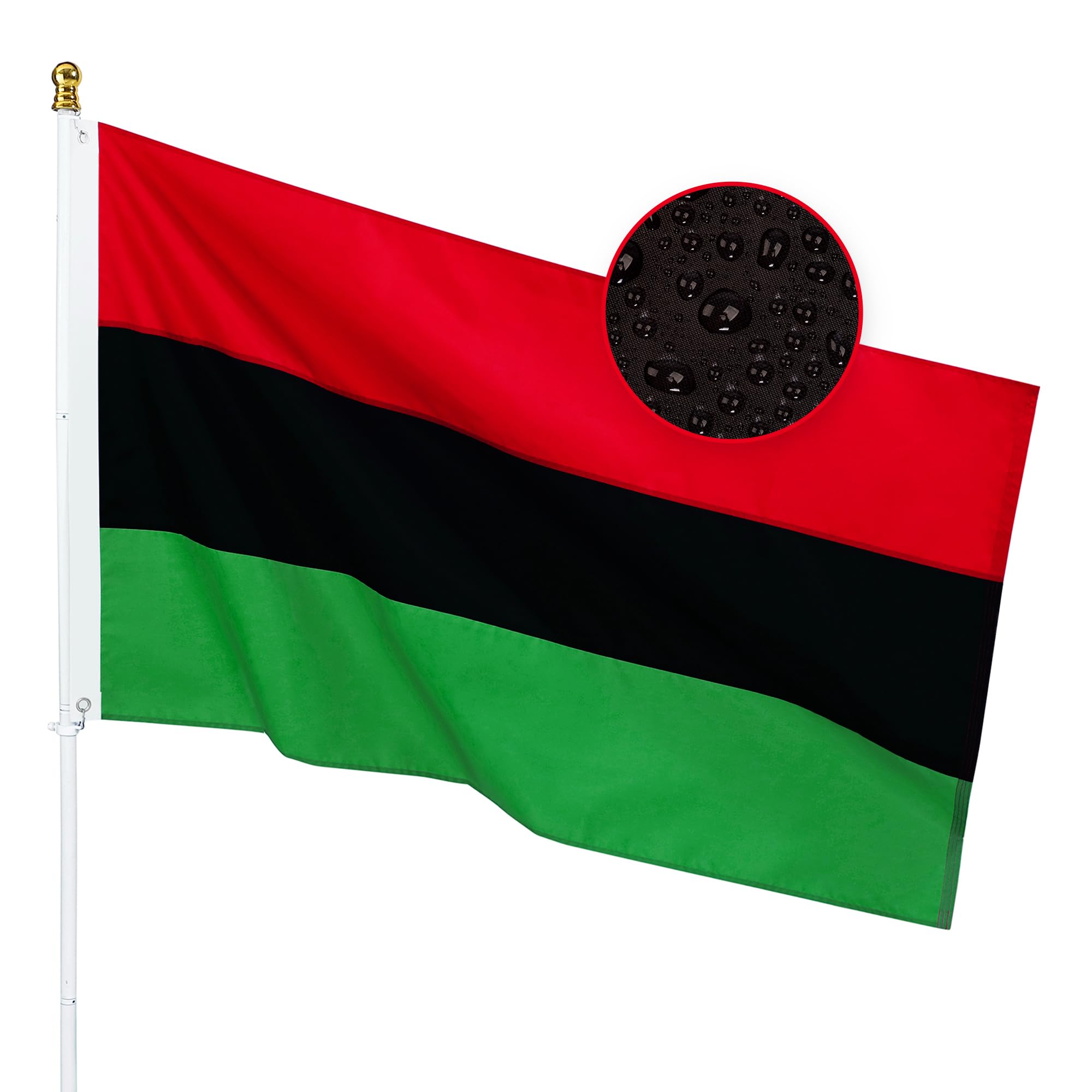 Afro American Flag 3x5 Feet for Outside - Heavy Duty Nylon, Sewn Stripes, Fade Proof, Longest Lasting - Pan-African National Flag 3 X 5 FT with Brass Grommets Party Festival Indoor and Outdoor Decor