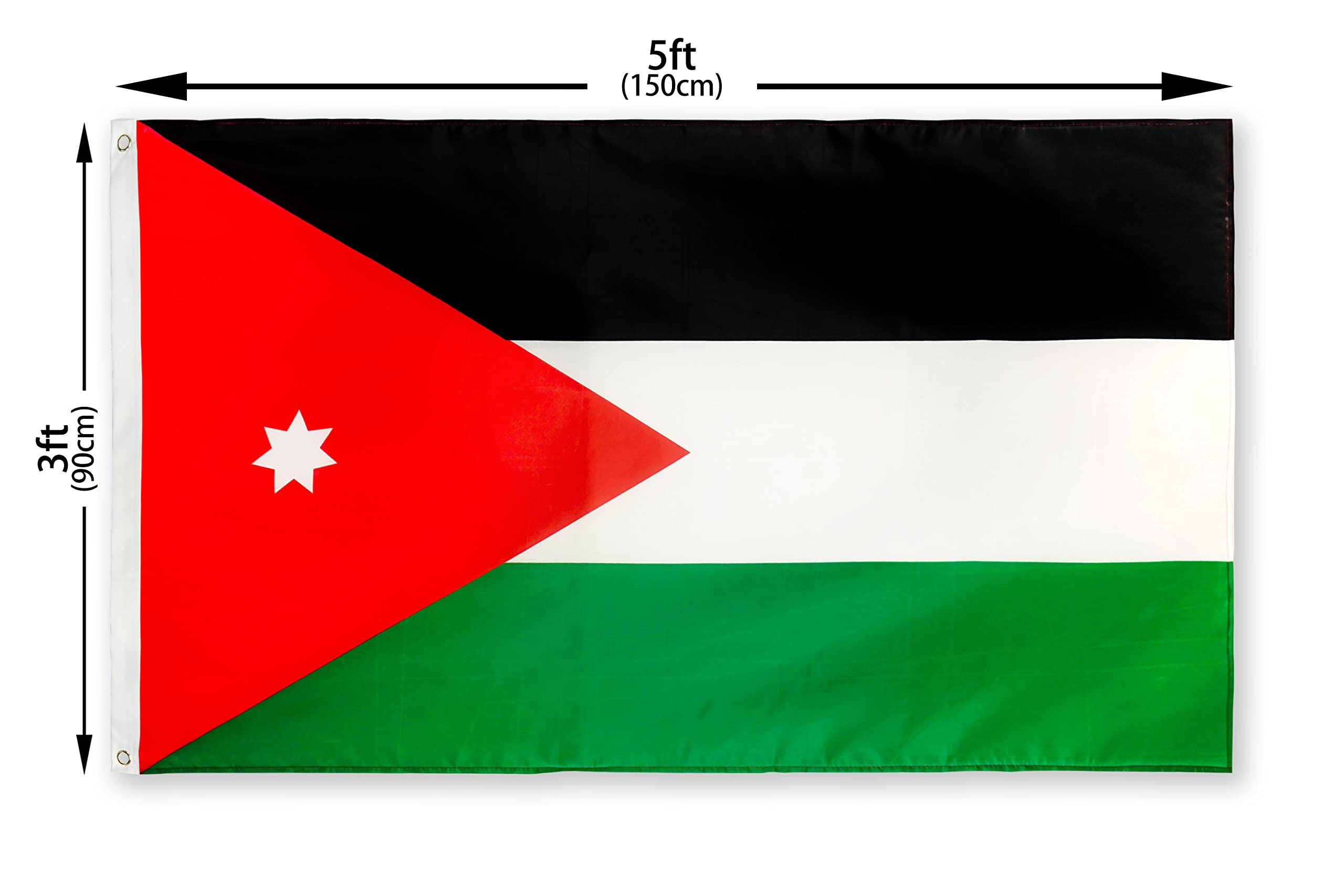 DANF Jordan Flag 3x5 Foot Polyester National Flags with Brass Grommets 3 X 5 Ft