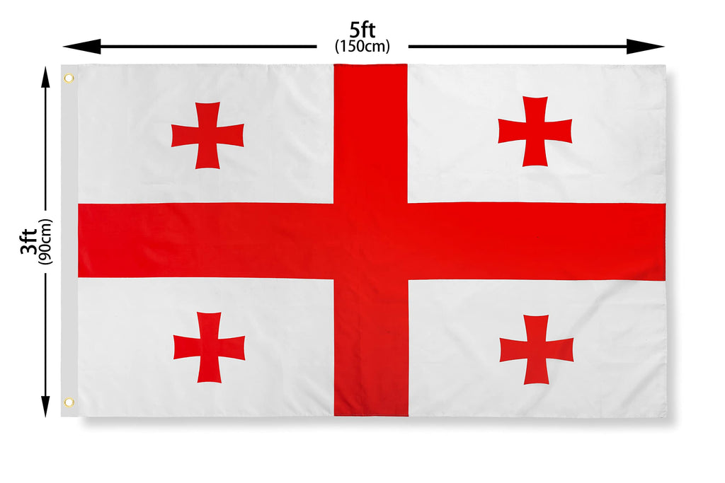 DANF Georgia Flag 3x5 Foot The Georgia Five Cross National Flags Polyester with Brass Grommets 3x5 Ft Flag