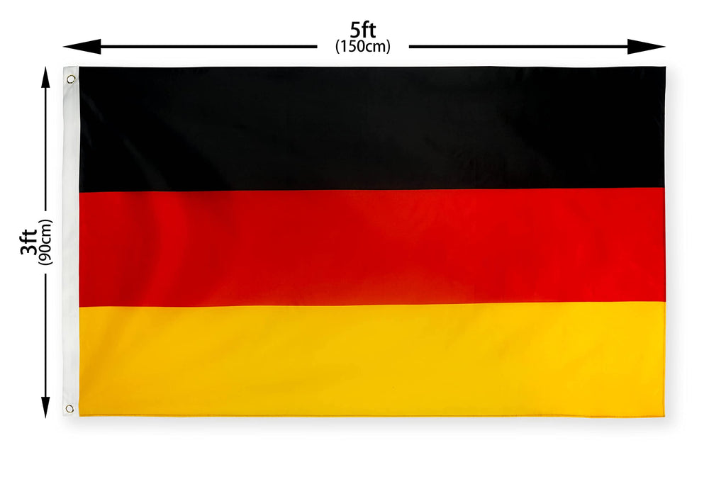 DANF FLAG Germany Flag 3x5 Foot Polyester German National Flags Polyester with Brass Grommets 3 X 5 Ft