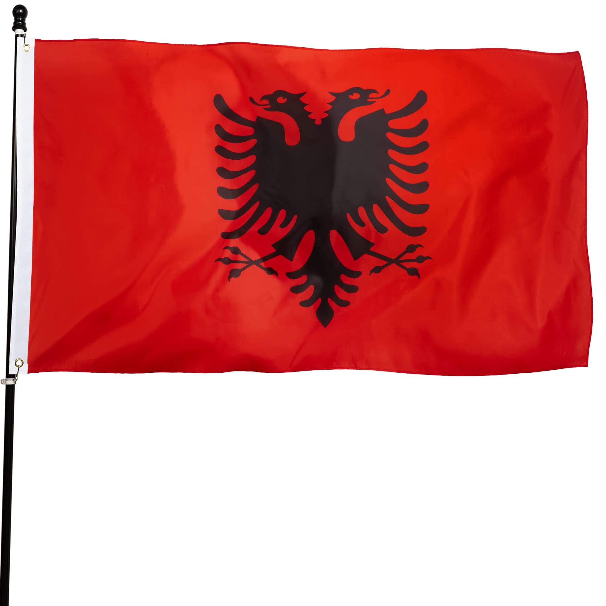 DANF Albania Flag 3x5 Foot Albanian National Flags Polyester with Brass Grommets 3 X 5 Ft