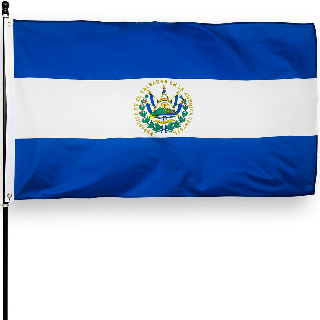 DANF El Salvador Flag 3x5 Ft Thick Polyester, Fade Resistant, Brass Grommets, Canvas Header Salvadoran National Flags with 3 X 5 Feet