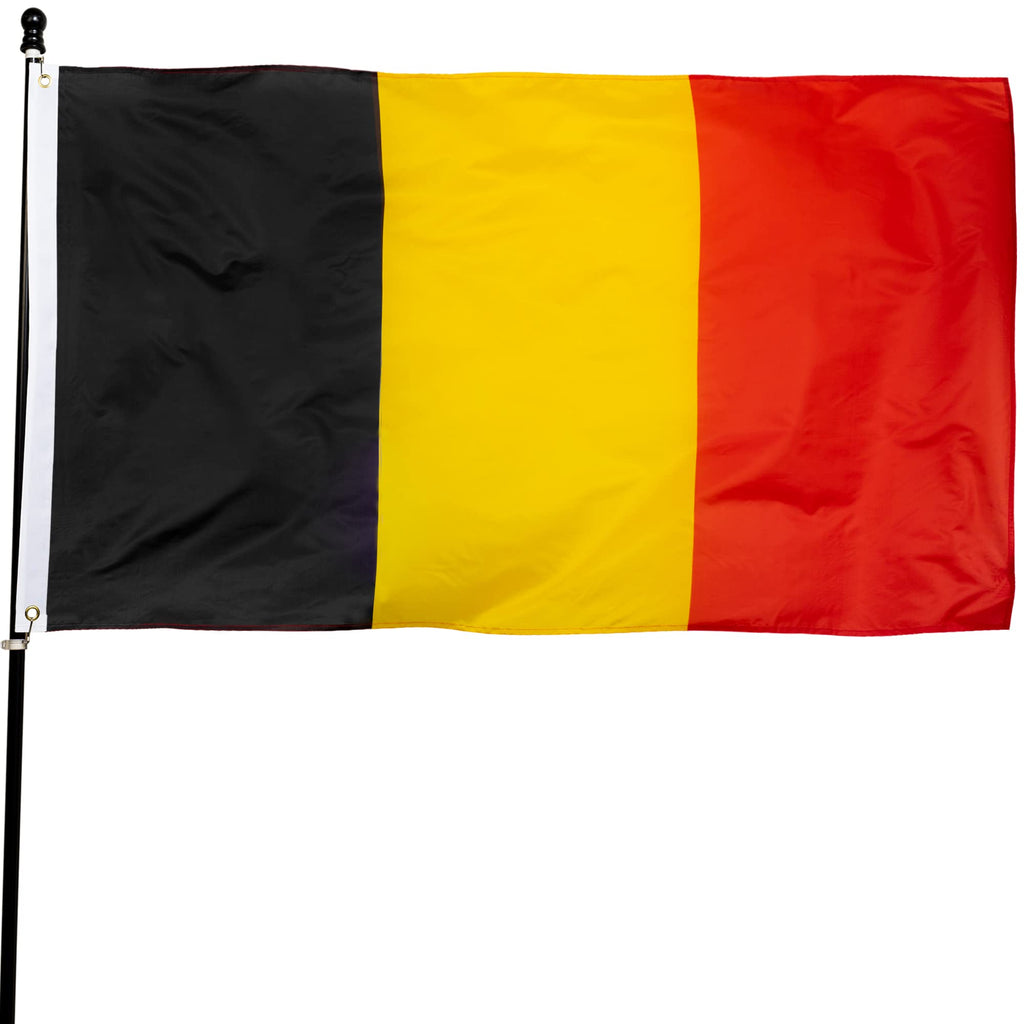 DANF Belgium Flag 3x5 Ft Thick Polyester, Fade Resistant, Brass Grommets, Canvas Header Belgian National Flags with 3 X 5 Feet