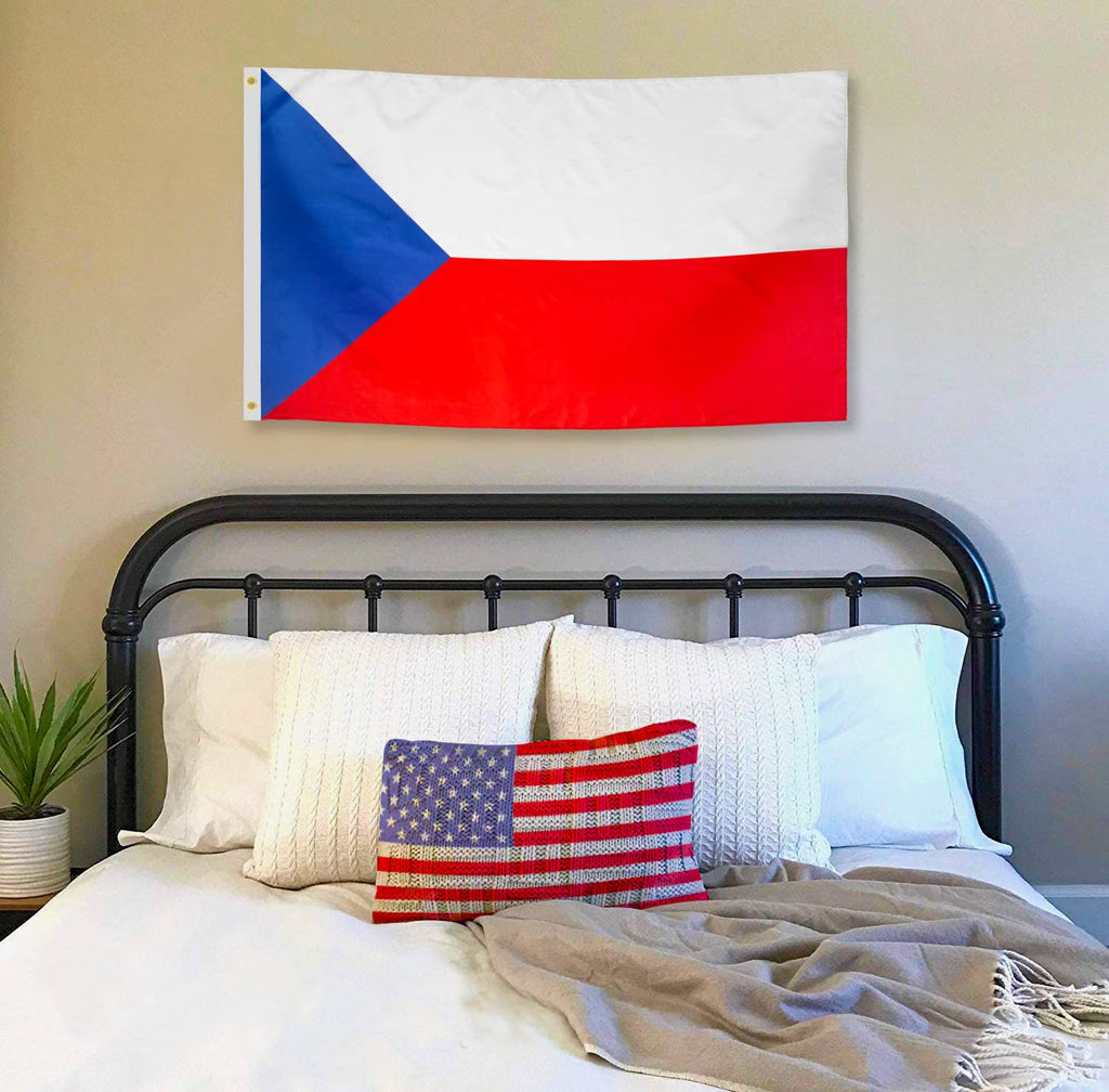 DANF Czech Republic Flag 3x5 Ft Thick Polyester, Fade Resistant, Brass Grommets, Canvas Header Czechia National Flags with 3 X 5 Feet
