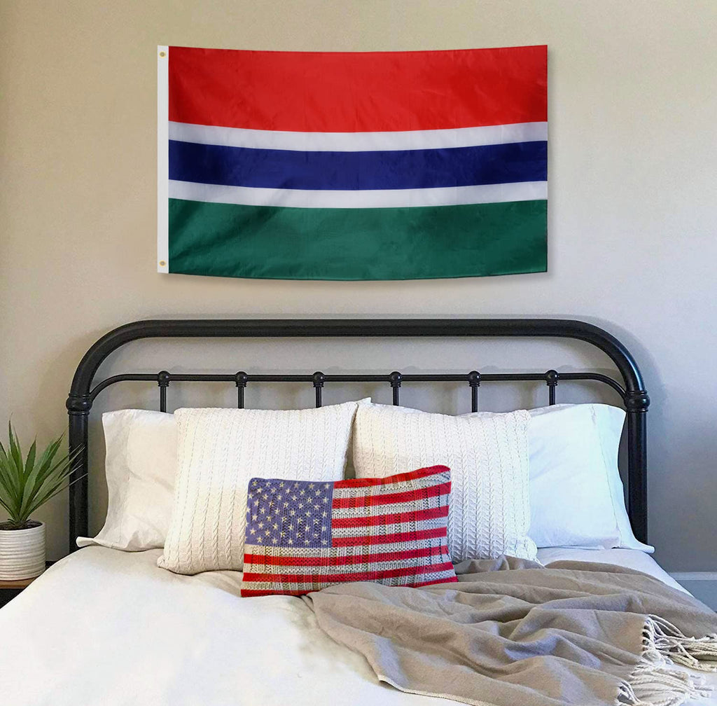 DANF Gambia Flag 3x5 Ft Thick Polyester, Fade Resistant, Brass Grommets, Canvas Header Gambian National Flags with 3 X 5 Feet