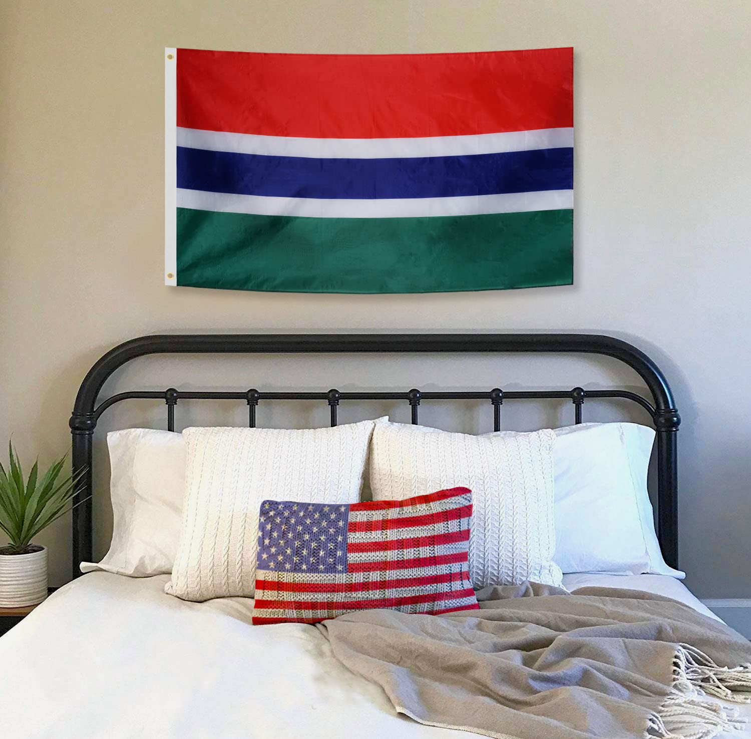 DANF Gambia Flag 3x5 Ft Thick Polyester, Fade Resistant, Brass Grommets, Canvas Header Gambian National Flags with 3 X 5 Feet