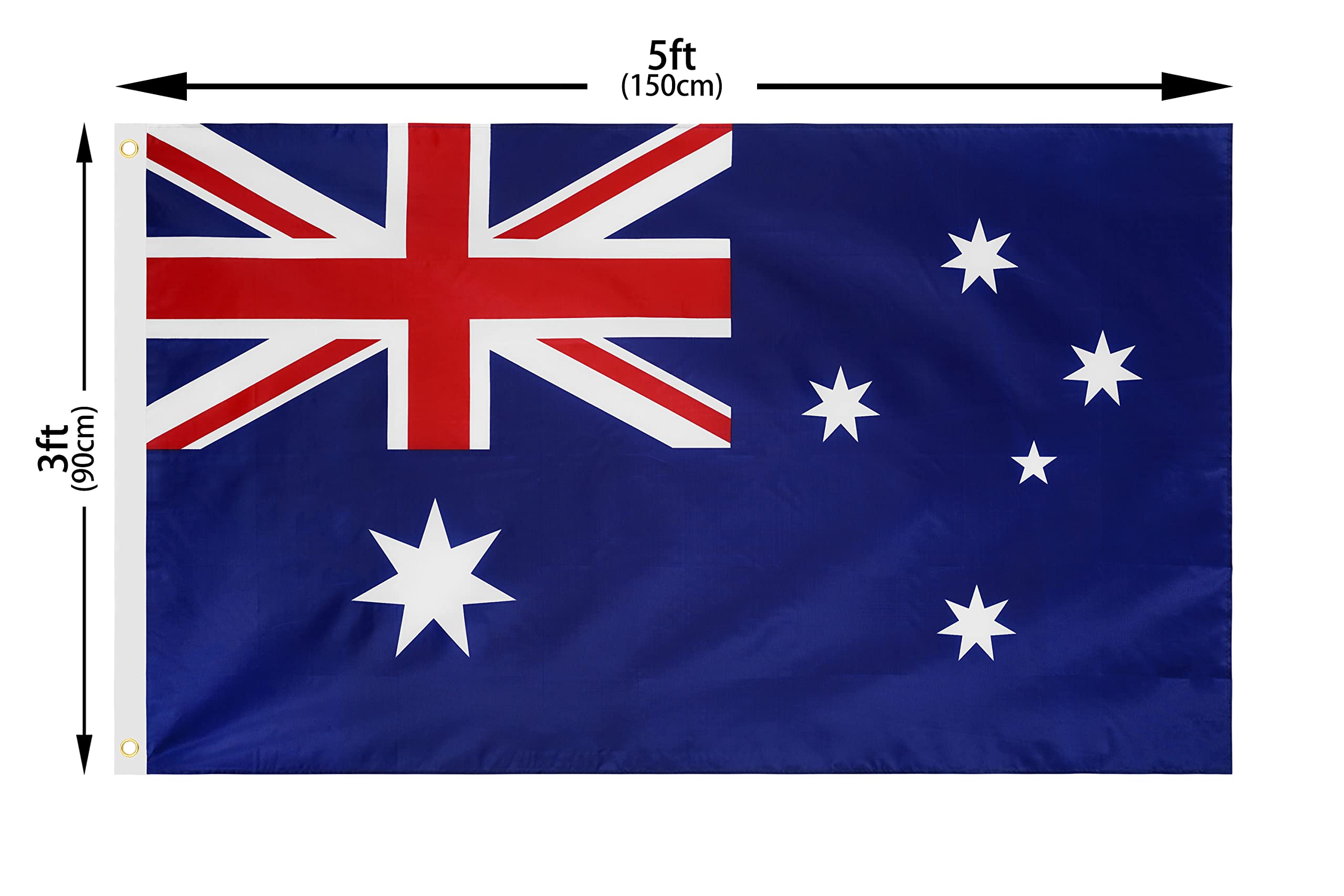 DANF Australia Flag 3x5 Ft Thick Polyester, Fade Resistant, Brass Grommets, Canvas Header Australian National Flags with 3 X 5 Feet