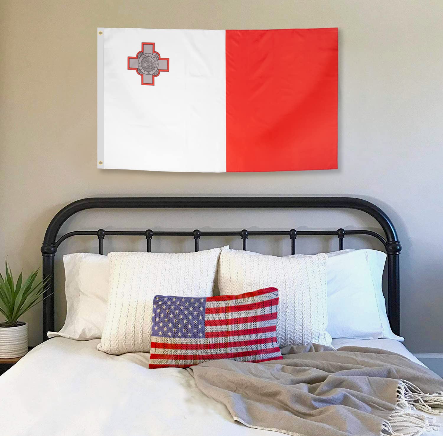 DANF Malta Flag 3x5 Ft Thick Polyester, Fade Resistant, Brass Grommets, Canvas Header Maltese National Flags with 3 X 5 Feet