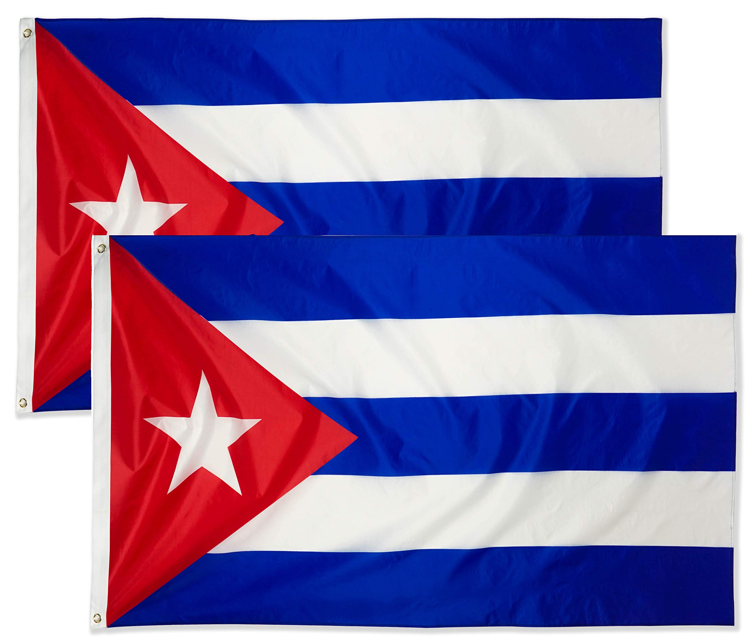 DANF 2 Pack Cuba Flag 3x5 Foot Polyester Cuban National Flags Polyester with Brass Grommets 3 X 5 Ft