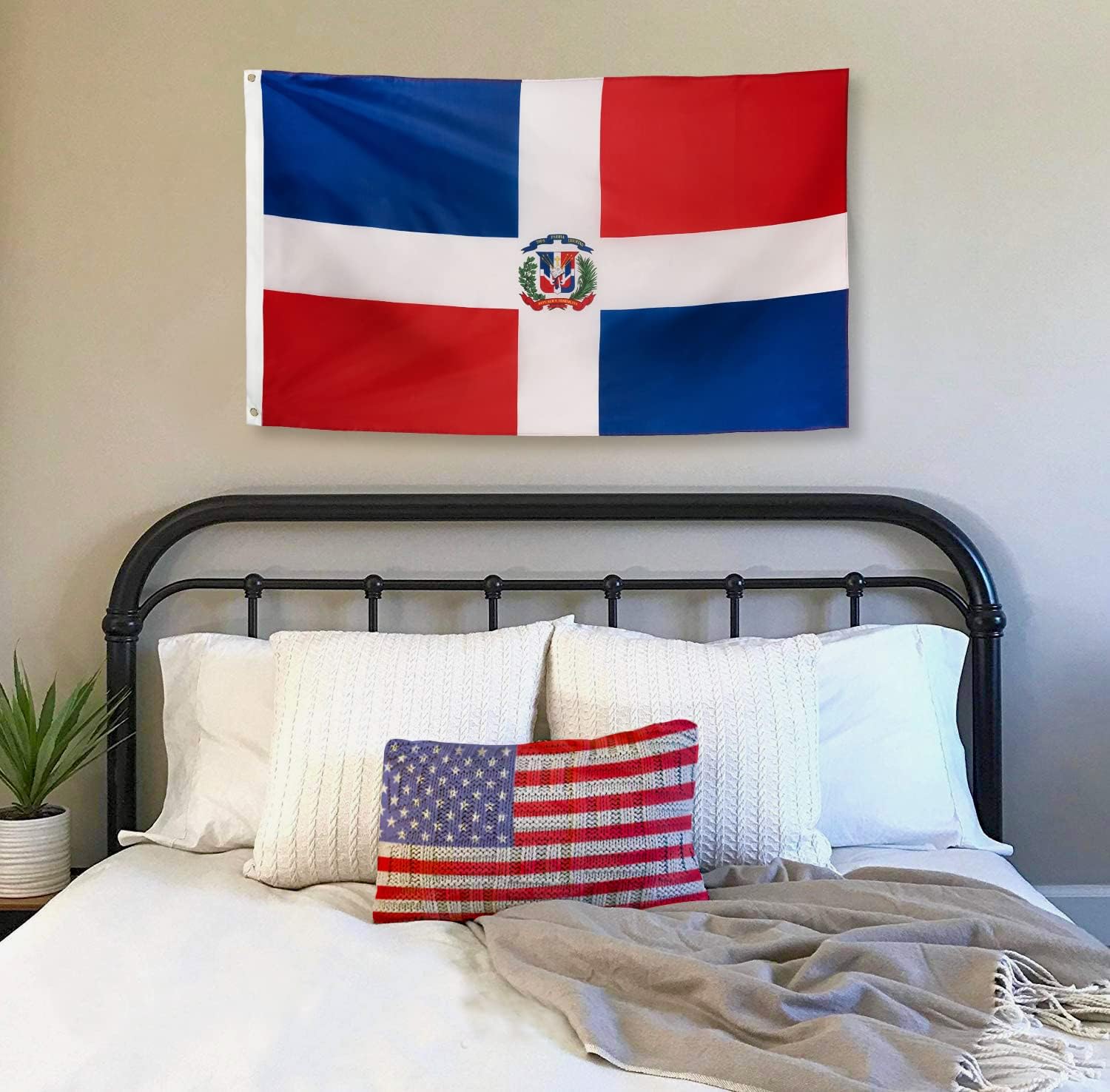 DANF Dominican Flag 3x5 Foot Polyester Bandera De Republica Dominicana National Flags Polyester with Brass Grommets 3 X 5 Ft