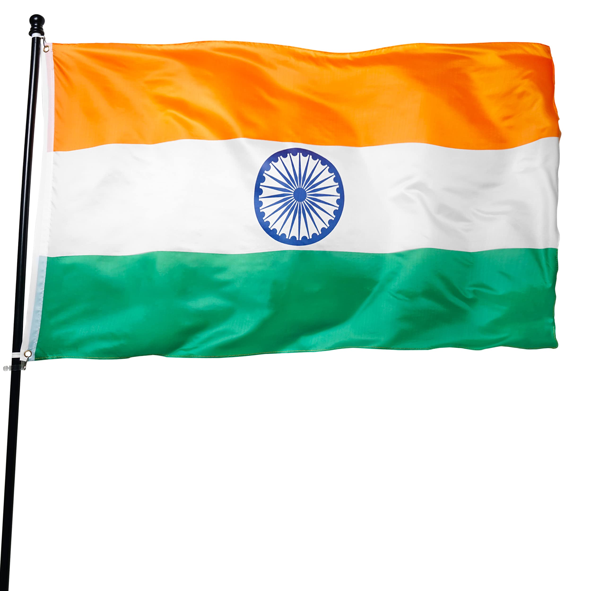 DANF India Flag 3x5 Ft Thick Polyester, Fade Resistant, Brass Grommets, Canvas Header, Double Sided Indian National Flags 3x5 Feet