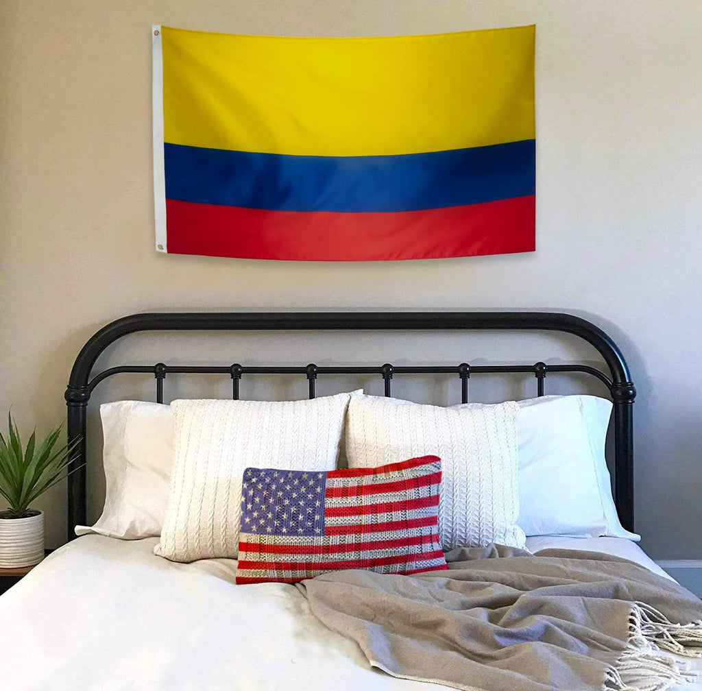 DANF Colombia Flag 3x5 Ft Thick Polyester, Fade Resistant, Brass Grommets, Canvas Header, Double Sided Colombian National Flags 3 X 5 Feet