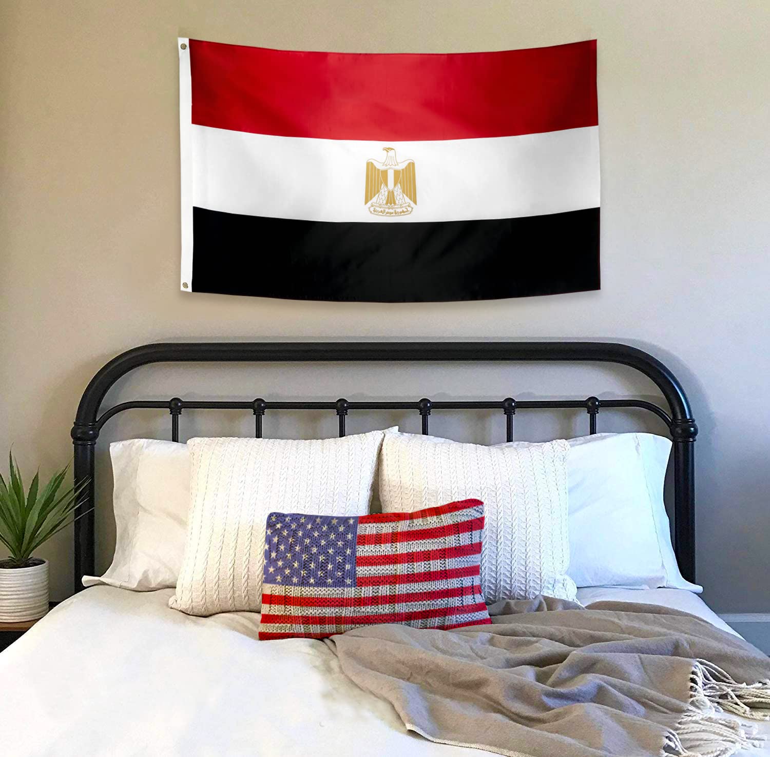 DANF Egypt Flag 3x5 Foot Polyester Egyptian National Flags Polyester with Brass Grommets 3 X 5 Ft