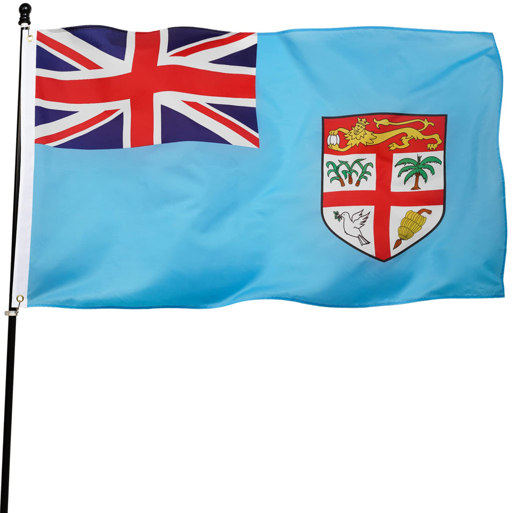 DANF Fiji Flag 3x5 Ft Thick Polyester, Fade Resistant, Brass Grommets, Canvas Header Fijian National Flags with 3 X 5 Feet