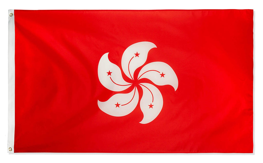 DANF Hong Kong Flag 3x5 Foot HK Flags Polyester with Brass Grommets 3 X 5 Ft