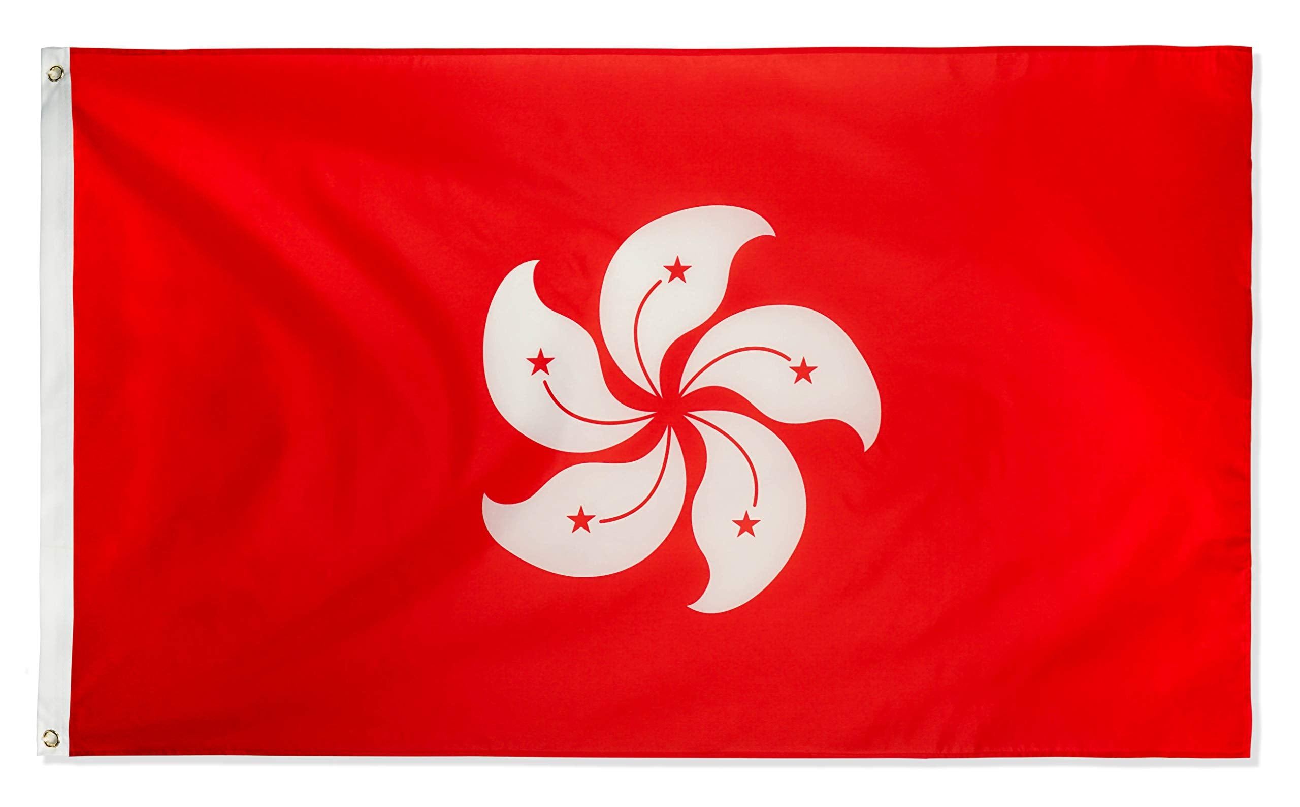 DANF Hong Kong Flag 3x5 Foot HK Flags Polyester with Brass Grommets 3 X 5 Ft