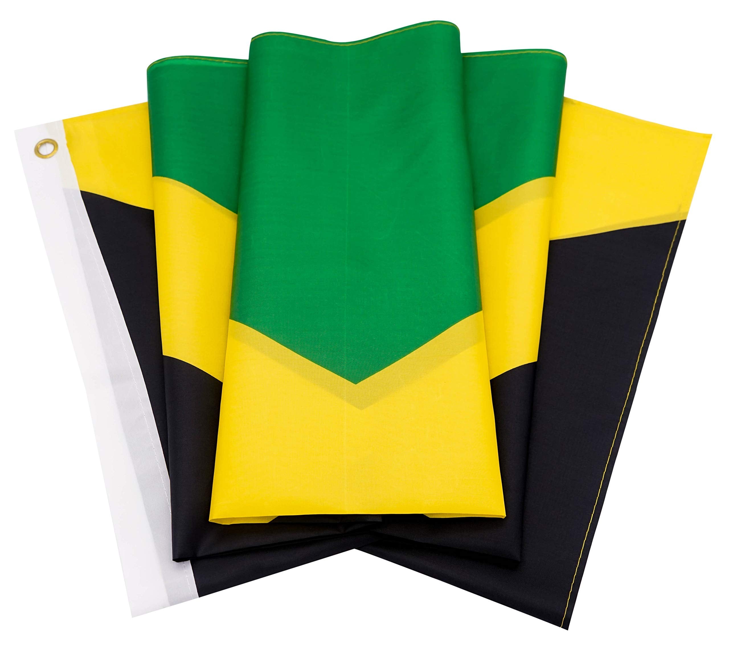 DANF Jamaica Flag 3x5 Ft Thick Polyester, Fade Resistant, Brass Grommets, Canvas Header Jamaican National Flags 3 X 5 Feet