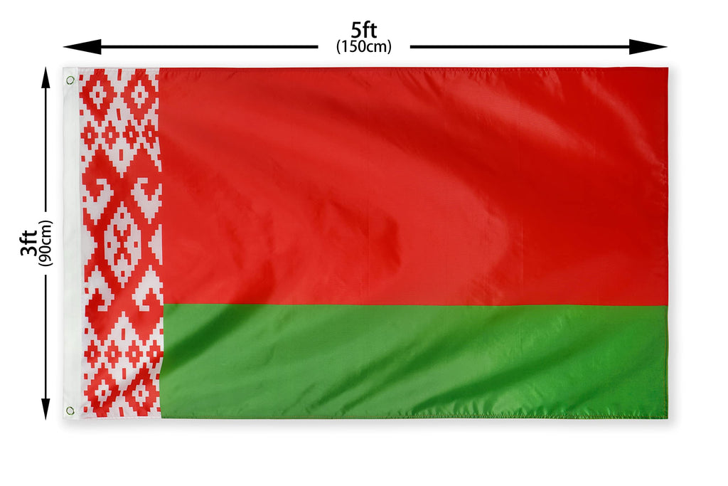 DANF Belarus Flag 3x5 Foot Polyester BELARUSIAN National Flags Polyester with Brass Grommets 3 X 5 Ft
